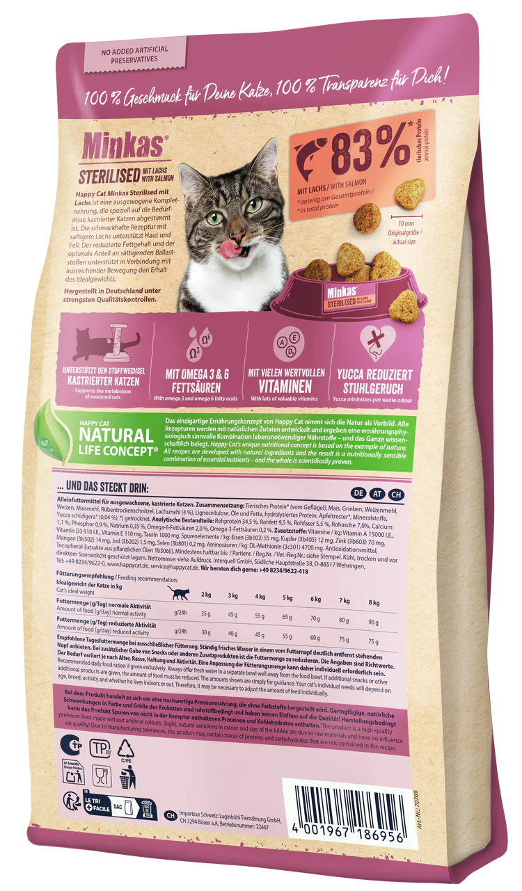 Happy Cat Minkas Sterilized with Salmon - Cat Dry Food