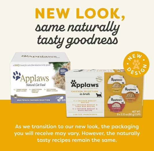 Applaws Chicken Selection in Broth Adult Wet Cat Food 8 x 60g Pots