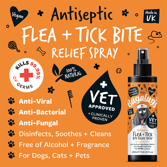 Bugalugs Antiseptic Flea & Tick Bite Relief Spray 200ml (6.8 Fl Oz)