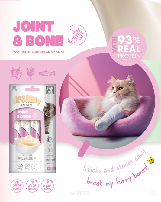 M-PETS Creamy with Functions – Cat treat – Joint & Bone – Beef & Chicken & Salmon 4x15g (60g)