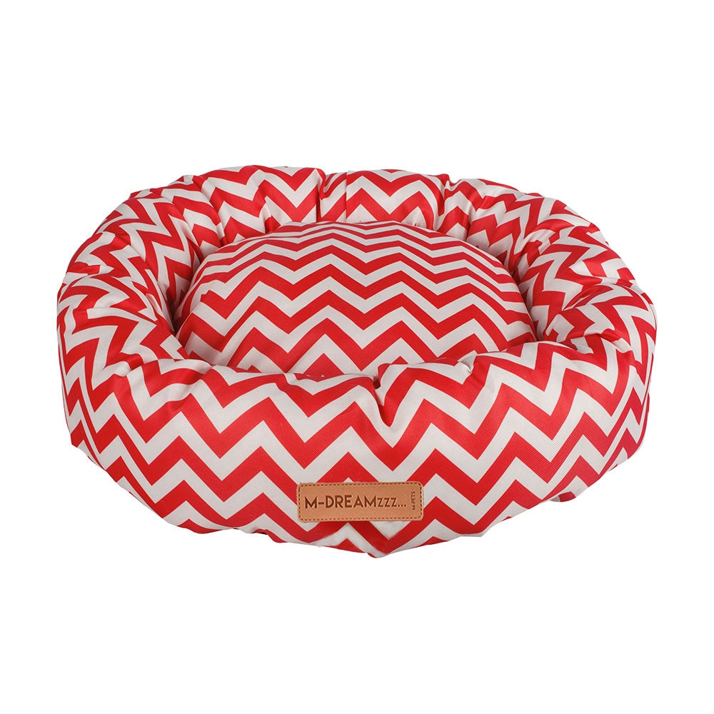 M-PETS Tasmania Round Cushion Red/White