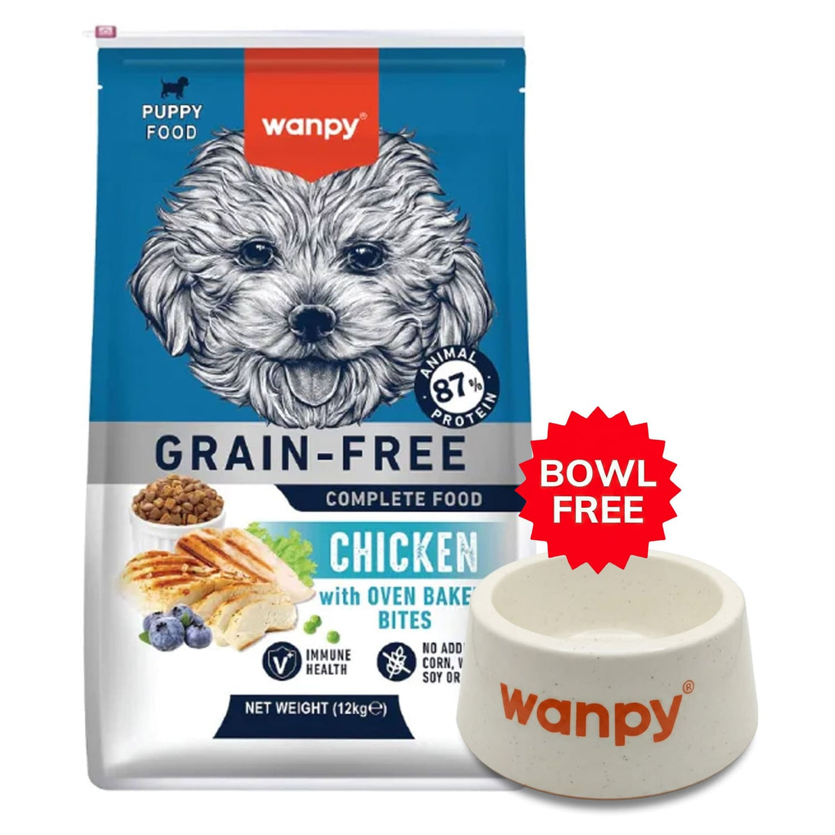 Wanpy Grain Free Complete Food for Puppy - Chicken Recipe - 12Kg