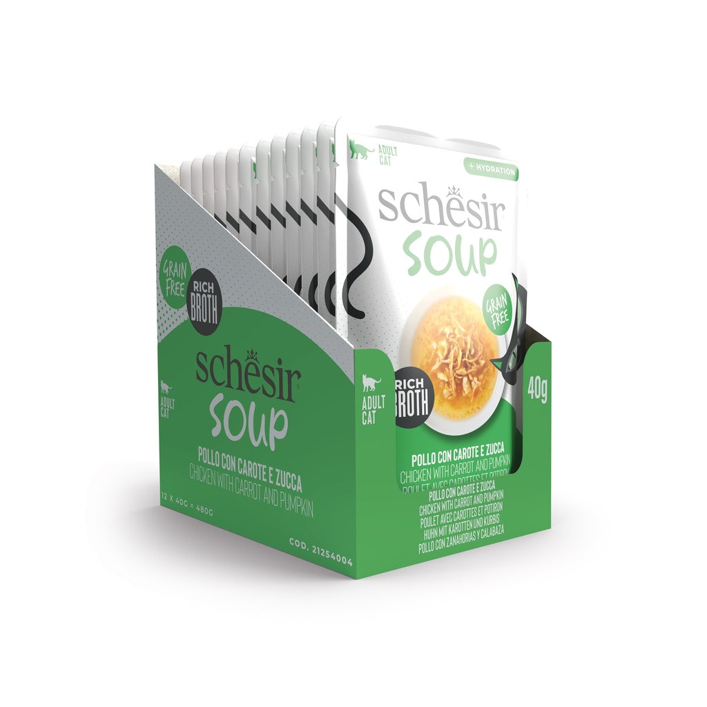 Schesir Soup Cat Wet Food in Soup Pouch-Chicken With pumpkin 40g