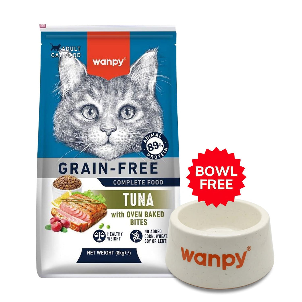 Wanpy Grain Free Complete Food for Adult Cat - Tuna Recipe - 8Kg
