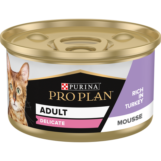 Purina Pro Plan Adult Delicate Digestion, Wet Cat Food, Mousse rich in Turkey 85g