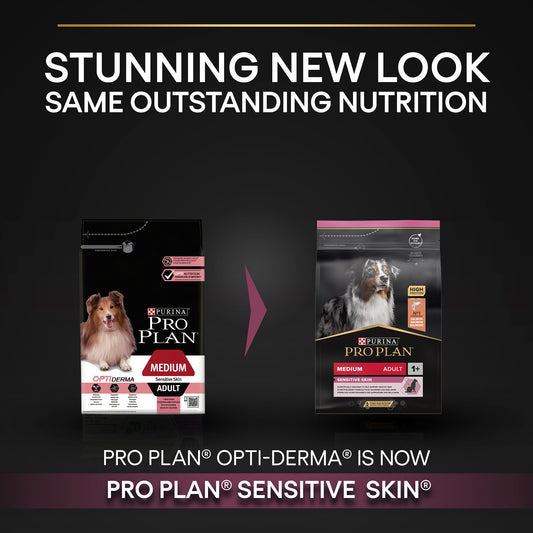 Purina Pro Plan Sensitive Skin Medium Adult, Dry Dog food with Salmon, 14 kg