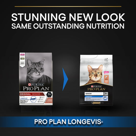 Purina Pro Plan Senior 7+ Longevis Dry Cat Food with Salmon, 3 kg