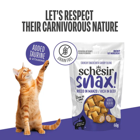Schesir Snax! Crunchy & Creamy Cat Snack 60g-Beef