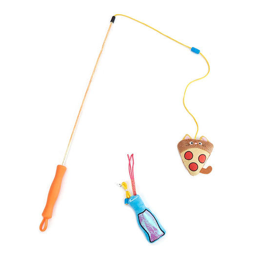 FOFOS Replaceable Meow Fast Food Cat Wand Cat Toy