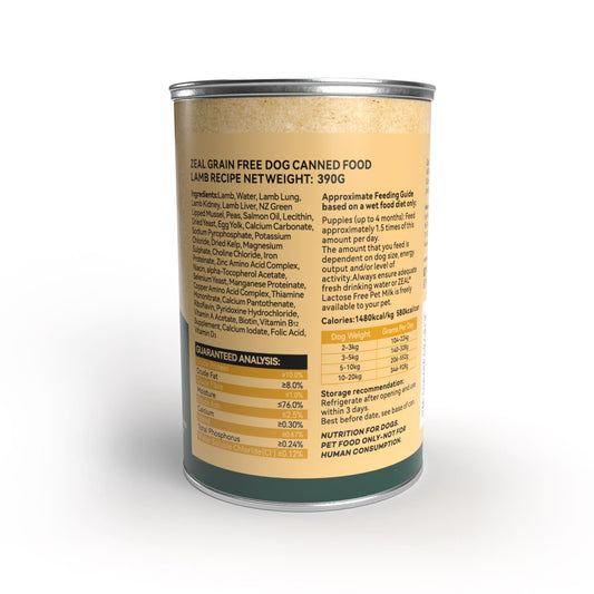 Zeal Grain Free Canned Dog Food 390g – (Lamb Recipe)