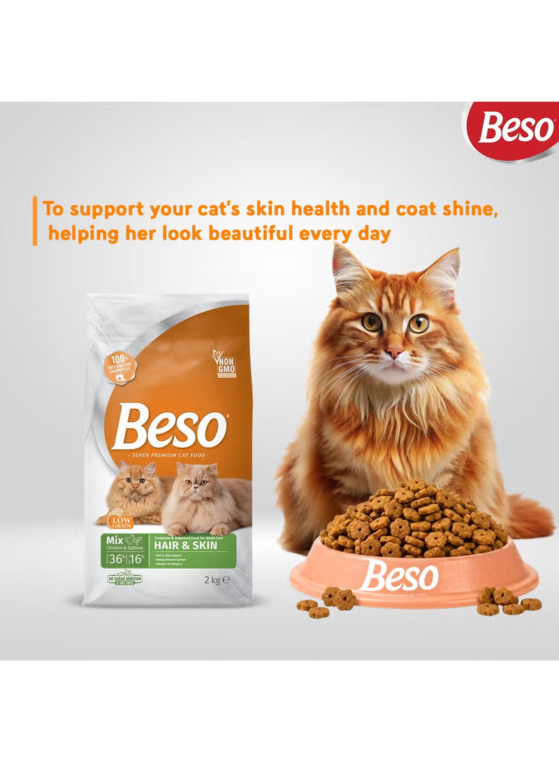 Beso Hair and Skin, Mix Chicken and Salmon Cat Food, 2 kg