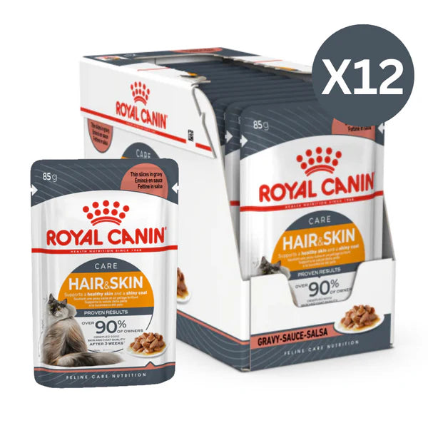 Royal Canin Feline Care Nutrition Hair & Skin In Gravy Adult Wet Cat Food