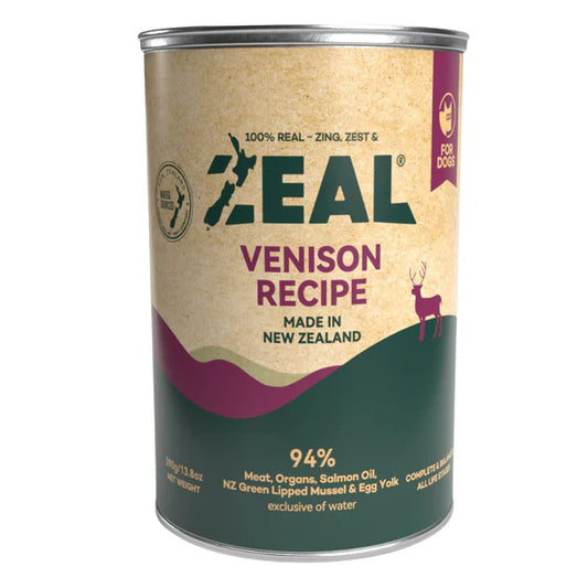 Zeal Grain Free Canned Dog Food 390g – (Venison Recipe)