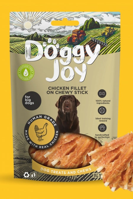 Doggy Joy Chicken Fillet on Chewy Stick Dog Treats 90g