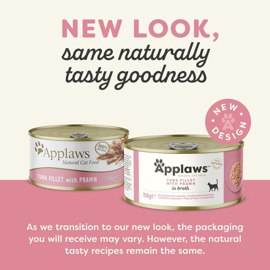 Applaws Tuna Fillet with Prawn in Broth Wet Cat Food 156g Tin
