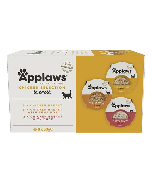 Applaws Chicken Selection in Broth Adult Wet Cat Food 8 x 60g Pots