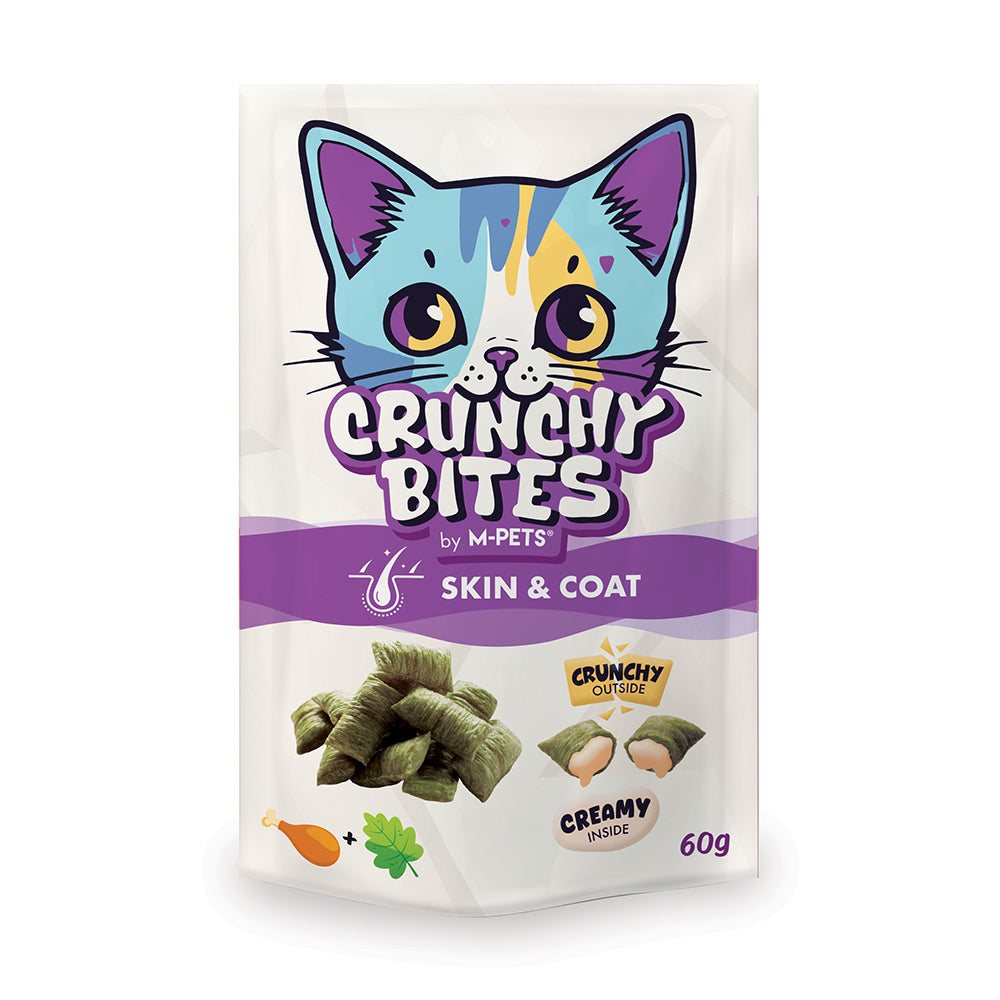 M-PETS Crunchy Bites with Function Cat Treat - Skin & Coat 60g