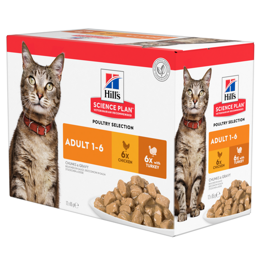 Hill’s Science Plan Adult Wet Cat Food Multipack with Turkey and Chicken Pouches