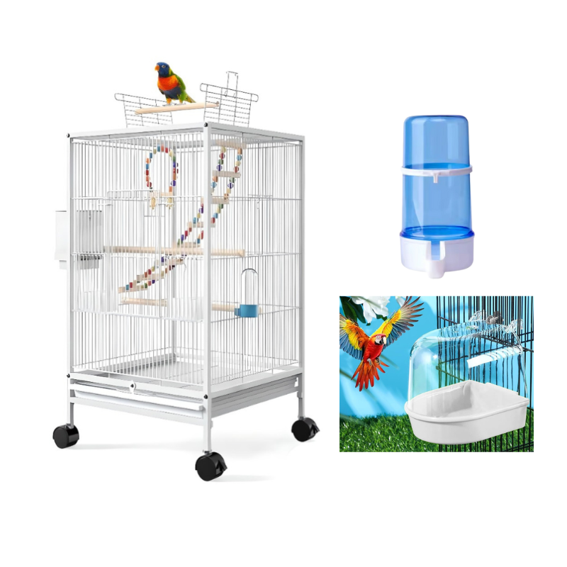 Bird Cage Large With Bathtub & Water Feeder 45.6x45.6x89 cm