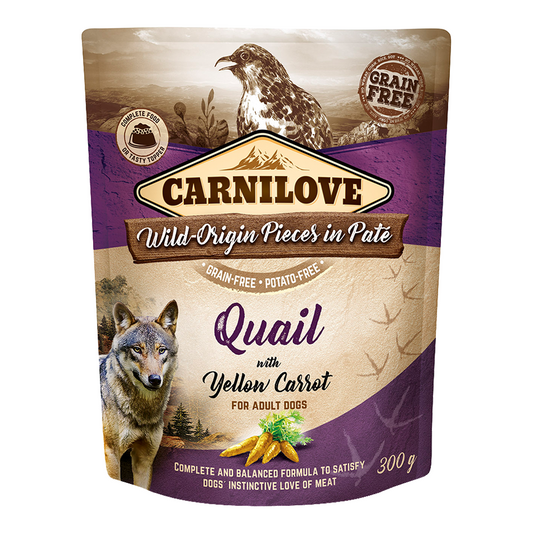 Carnilove Quail with Yellow Carrot for Adult Dogs (Wet Food Pouches) 12x300g