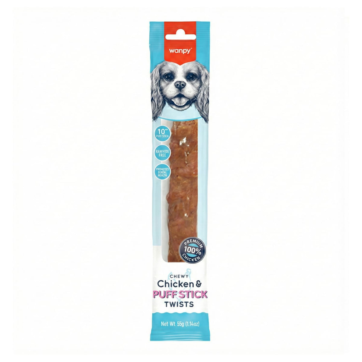 Wanpy Chewy 10" Chicken & Puff Sticks Twists 70g