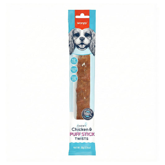 Wanpy Chewy 10" Chicken & Puff Sticks Twists 70g