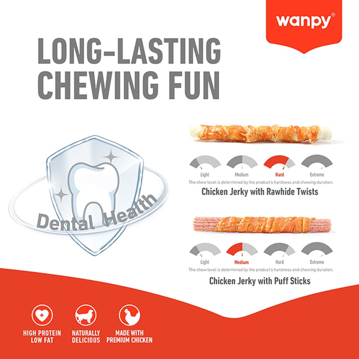 Wanpy Chewy 10" Chicken & Puff Sticks Twists 70g