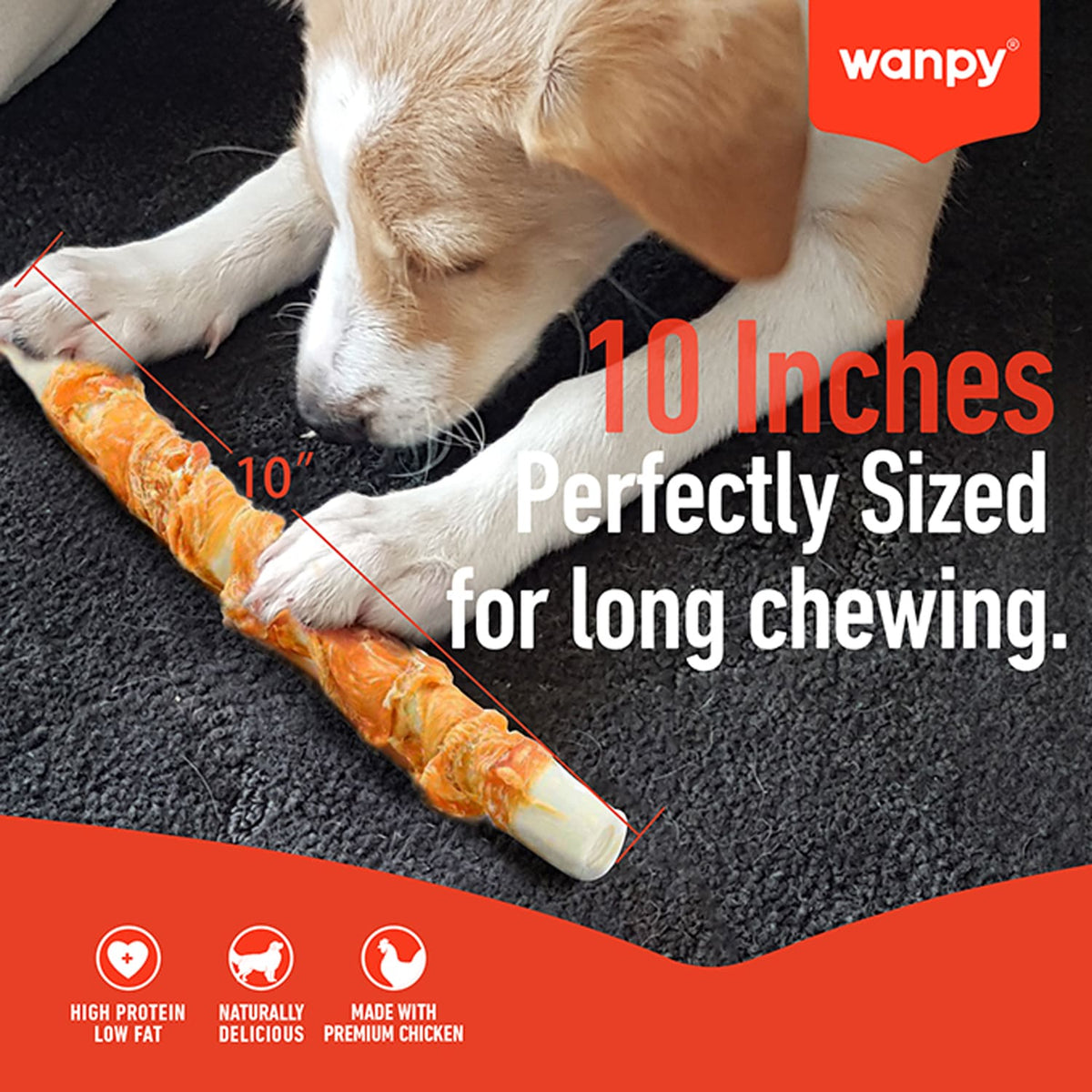 Wanpy Chewy 10" Chicken & Puff Sticks Twists 70g