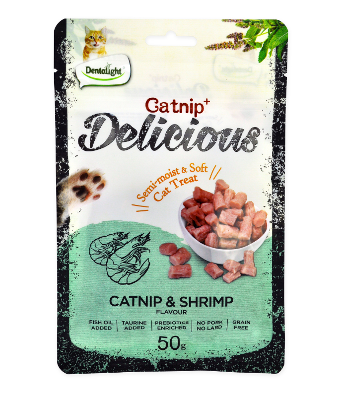 Dentalight Catnip+ Semi Moist & Soft Cat Treat 50g - Catnip & Shrimp Flavour