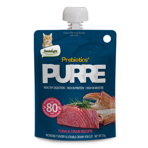 Dentalight Prebiotics+ PURRE creamy Treats For Cats-Tuna & Crab 55g