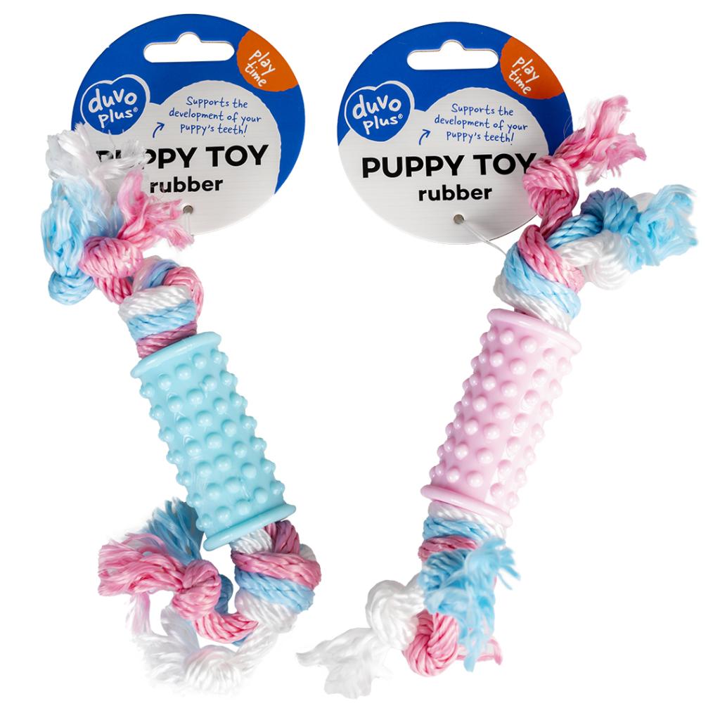 Duvo+ Puppy Toy TPR Stick with Nylon Rope 20cm - Blue Color