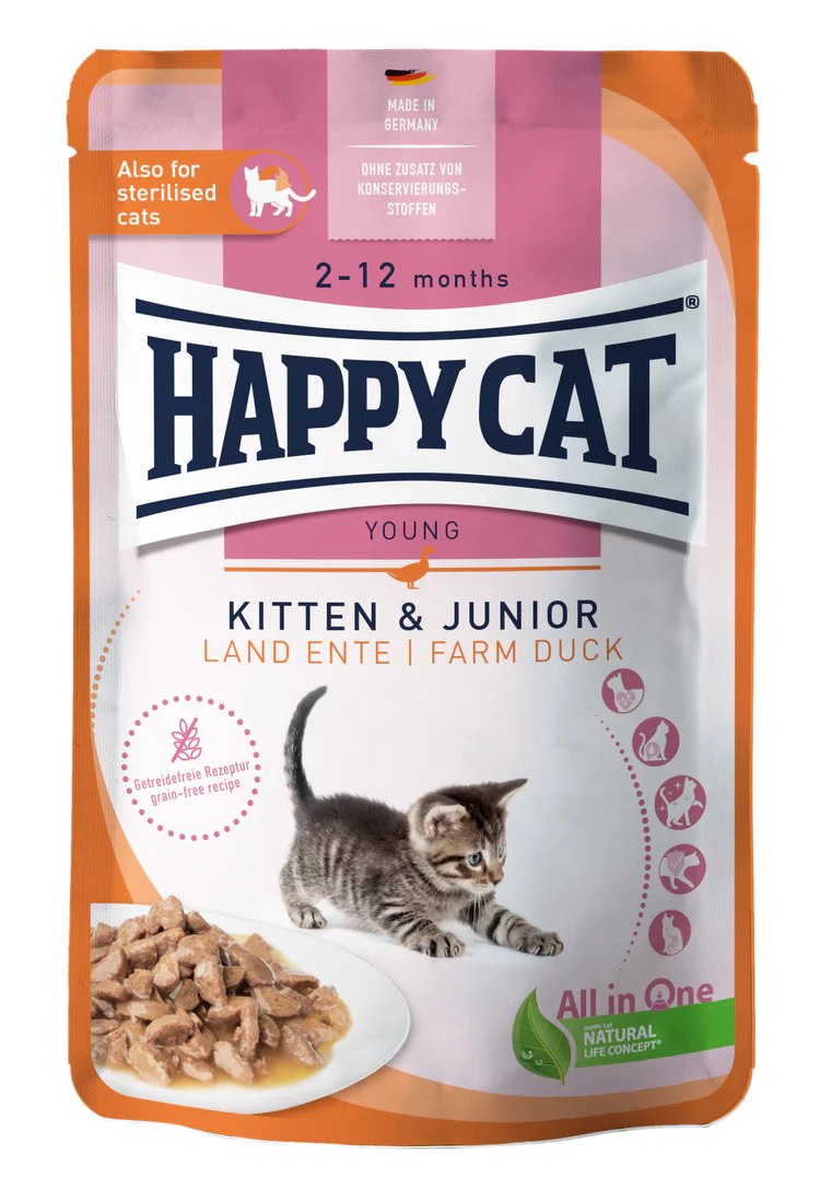 Happy Cat Kitten & Junior Farm Duck Meat in Sauce