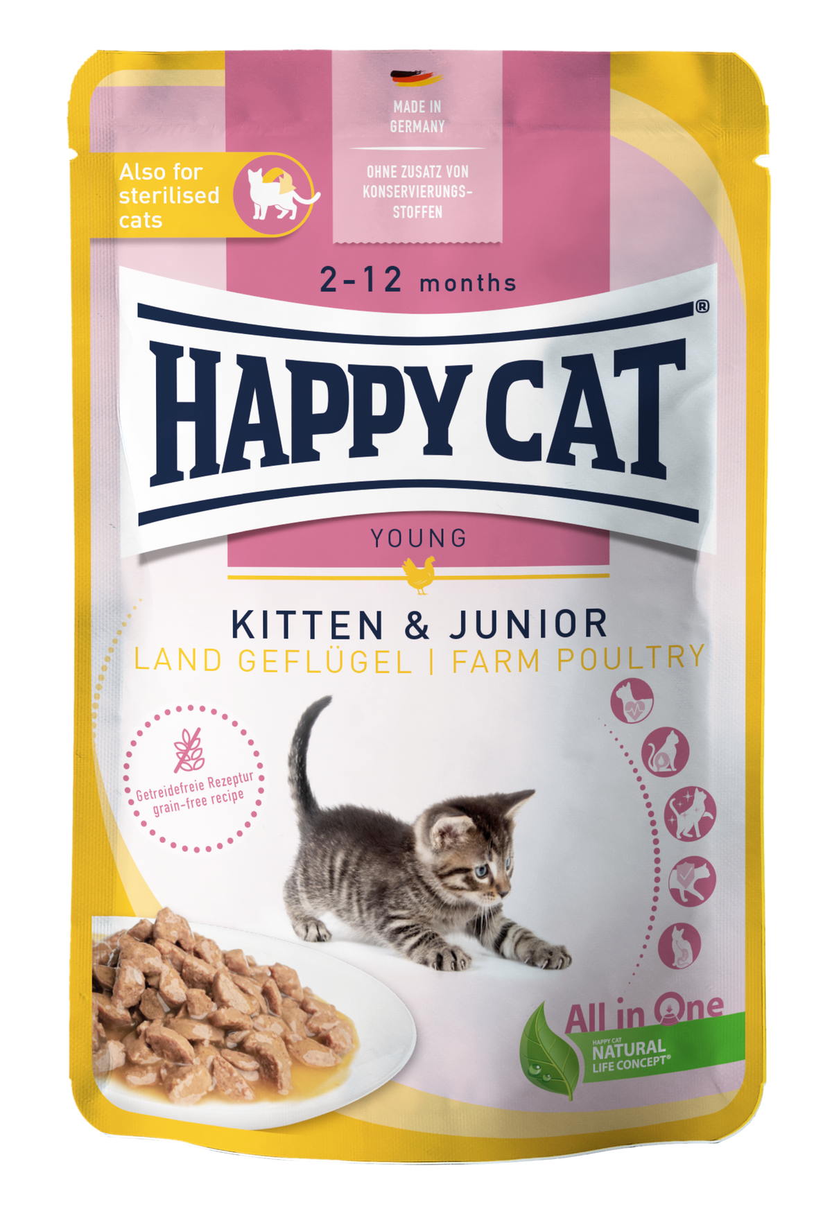 Happy Cat MIS Culinary Kitten & Junior Farm Poultry Wet Cat Food 85g