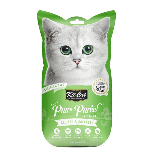 Kit Cat Purr Puree Plus+ Chicken & Collagen (Collagen Care) Cat Treats 4X15G