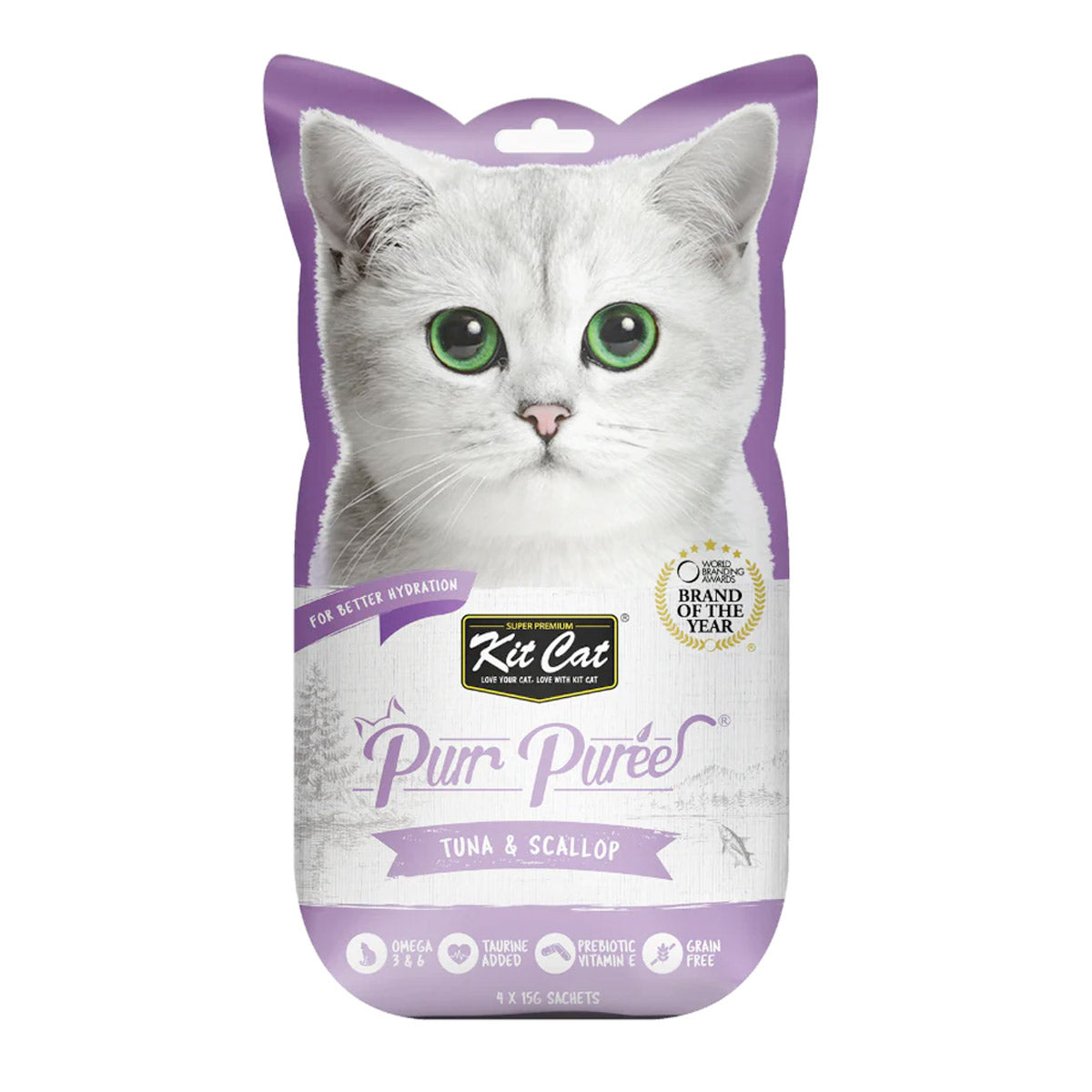Kit Cat Purr Puree Tuna & Scallop Cat Treats 4X15G
