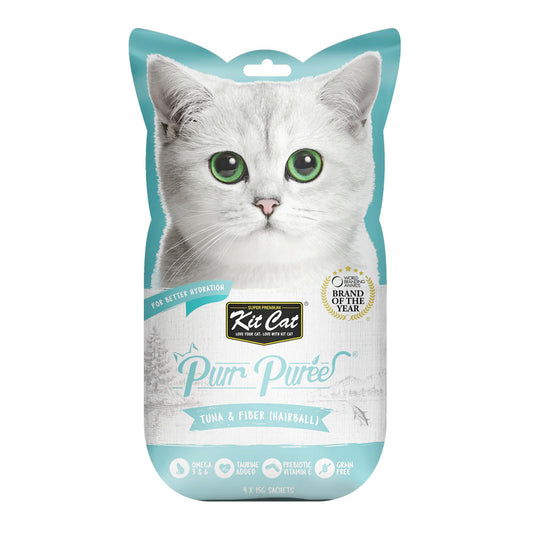 Kit Cat Purr Puree Tuna & Fiber (Hairball) Cat Treats 4X15G