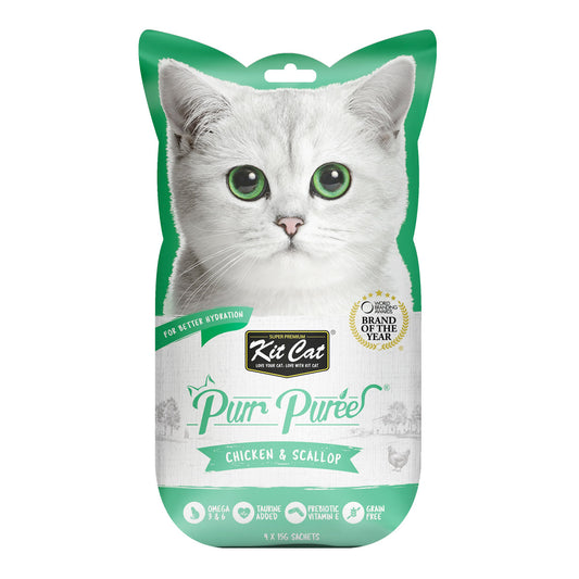 Kit Cat Purr Puree Chicken & Scallop Cat Treats 4X15G