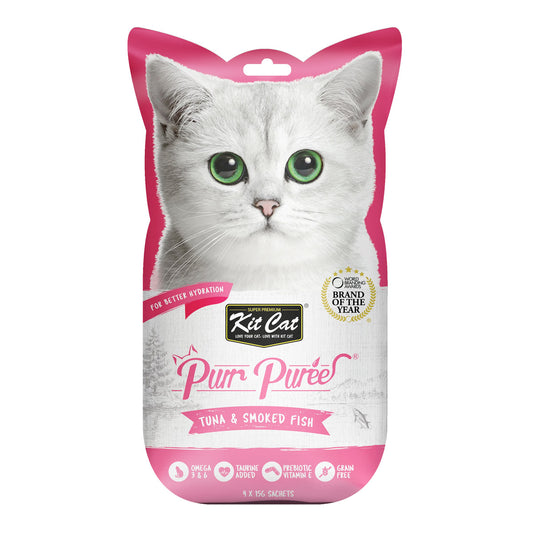 Kit Cat Purr Puree Tuna & Smoked Fish Cat Treats 4X15G