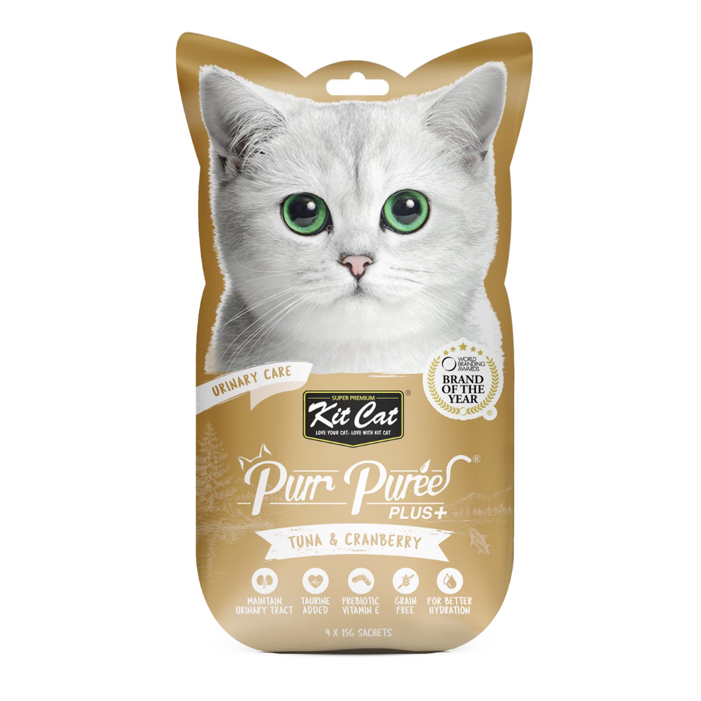 Kit Cat Purr Puree Plus+ Tuna & Cranberry (Urinary Care) Cat Treats 4X15G