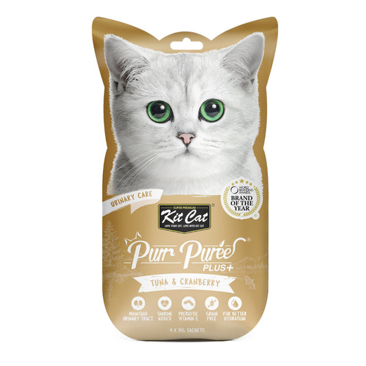 Kit Cat Purr Puree Plus+ Tuna & Cranberry (Urinary Care) Cat Treats 4X15G