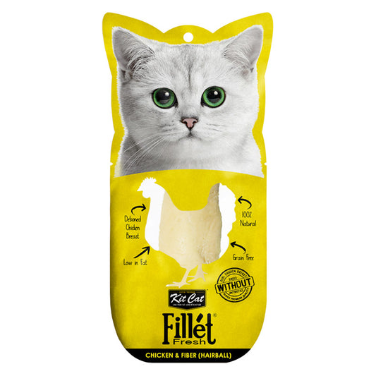 Kit Cat Fillet Fresh Chicken and Fiber (Hairball) Cat Treats 30G