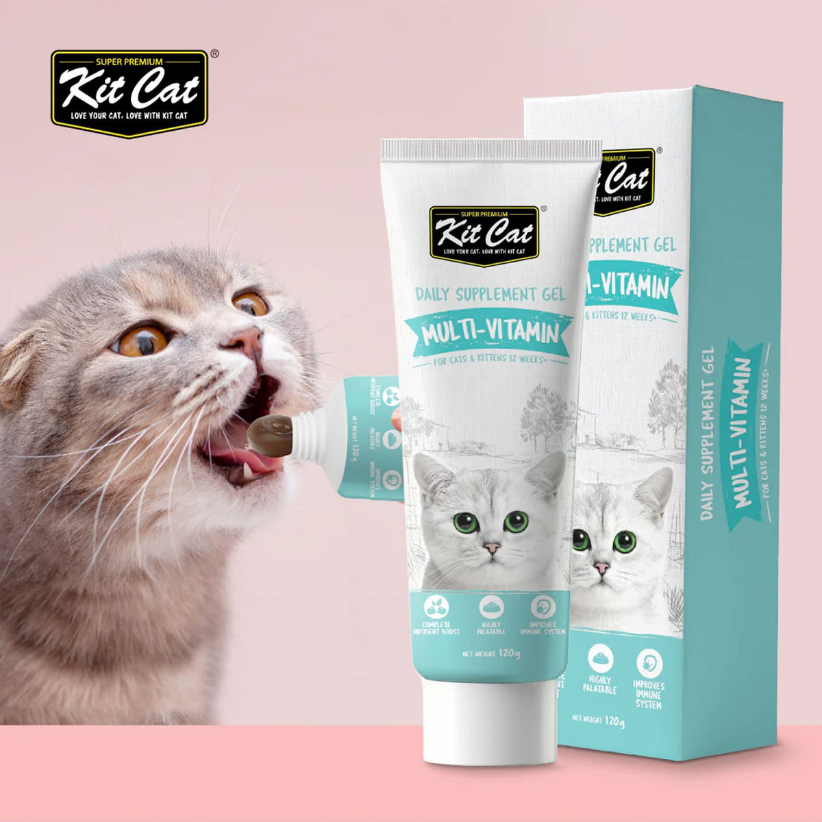 Kit Cat Daily Nutritional Supplement Gel For Cats & Kittens - Multi-Vitamin (120g)