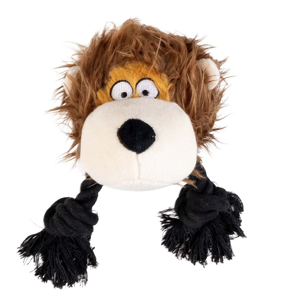 Duvo+ Plush Wildlife Lion With Rope Dog Toy 23x14x22cm - Brown