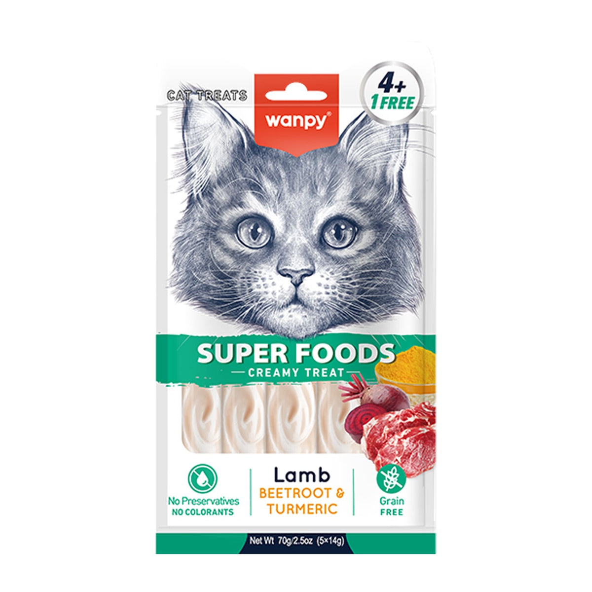 Wanpy Superfoods Creamy Treat For Cat Lamb With Beetroot & Turmeric 70g