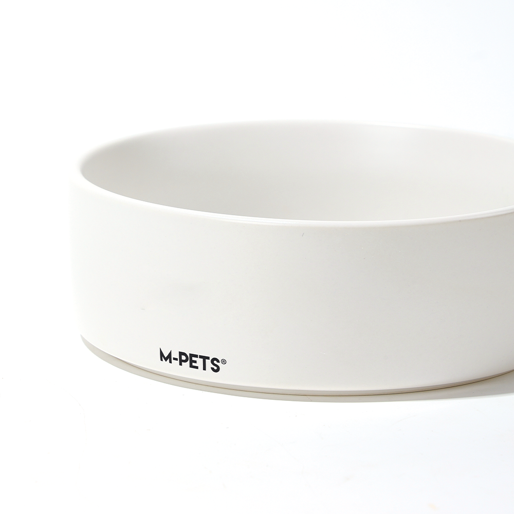 M-PETS OPERA Ceramic Bowls with Bamboo Stand White