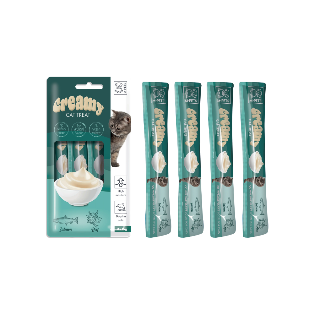 M-PETS Creamy Treats for Cats – Salmon & Beef 4x15g (60g)