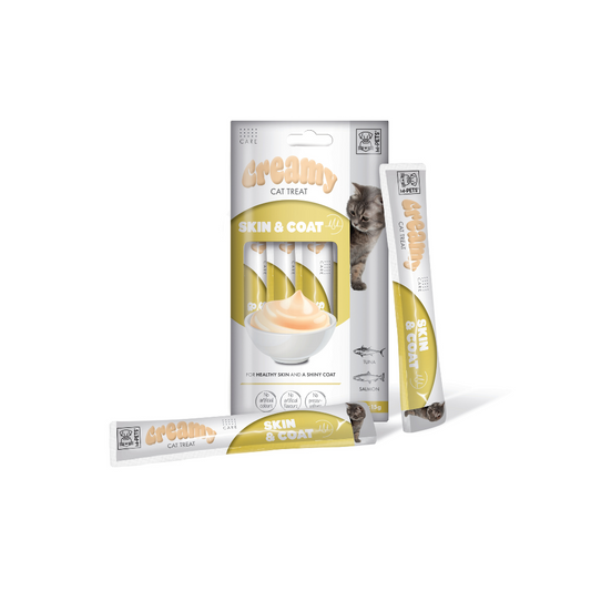 M-PETS Creamy with Functions – Cat treat – Skin & Coat – Tuna & Salmon 4x15g (60g)