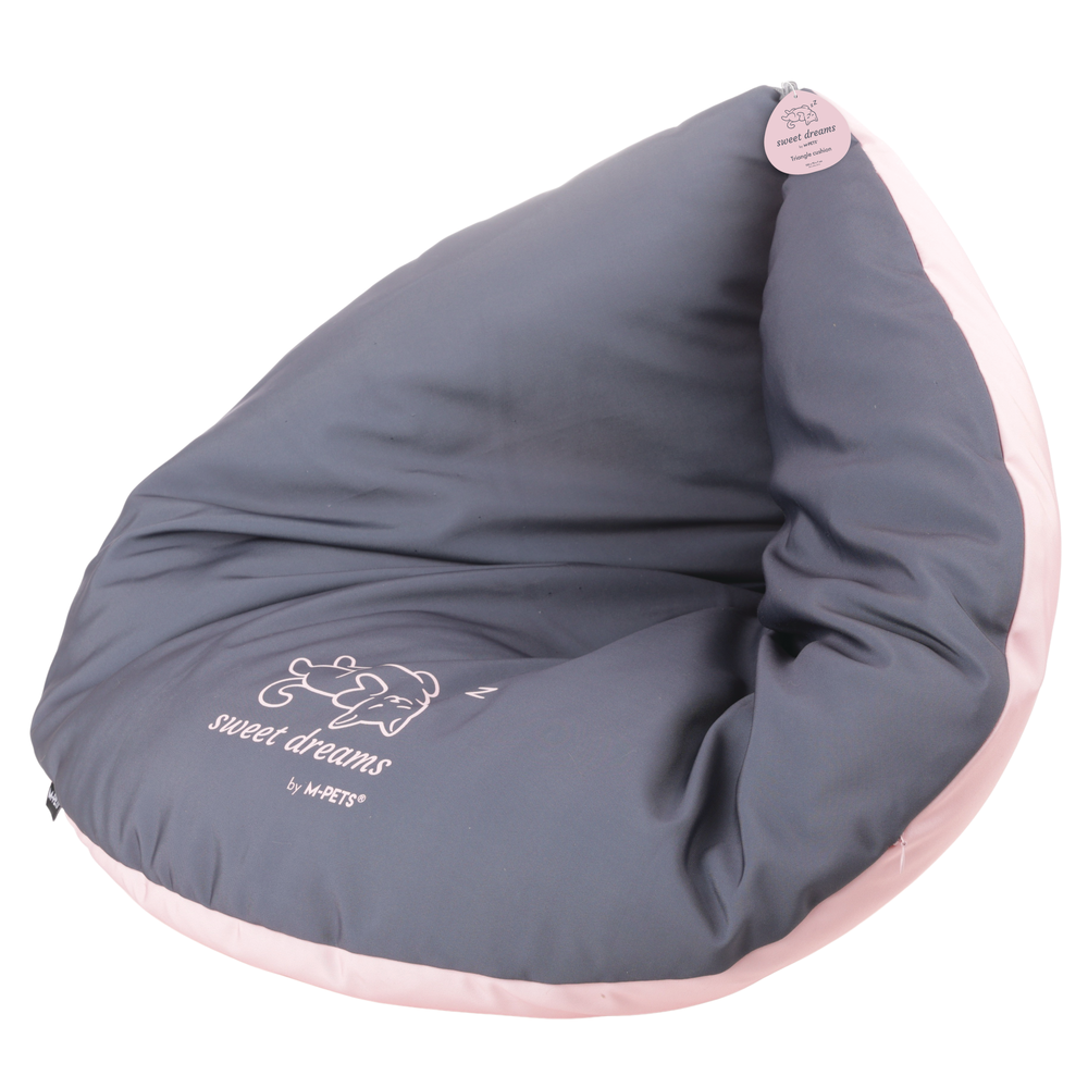 M-PETS Sweet Dreams Triangle Cat Cushion Pink & Grey