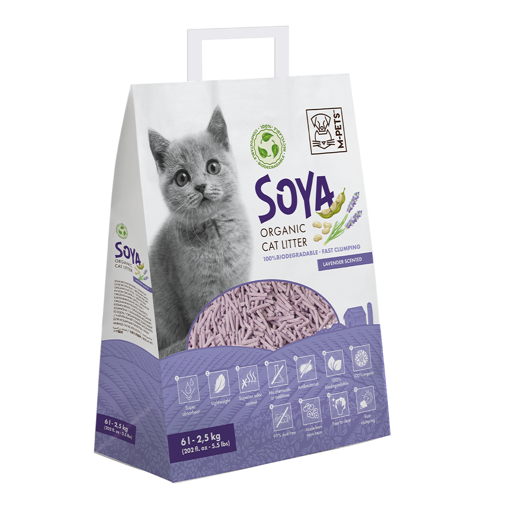 M-PETS Soya Organic Cat Litter Lavender Scented – 100% Biodegradable