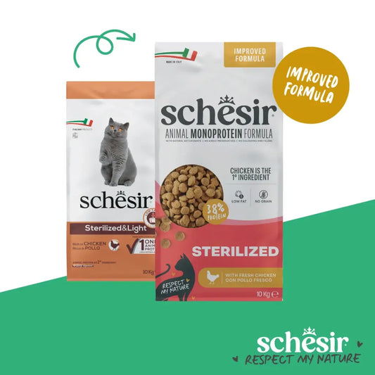 Schesir Dry food for adult cats with a single protein source - Sterilized & Light Rich in Chicken 10 kg